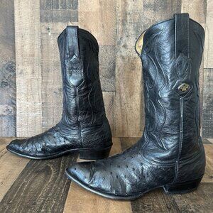 Los Altos Black Full Quill Ostrich Western Cowboy Boots Mens 13 D